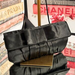 La Regale Elegant Black Satin  handmade Clutch or crossbody